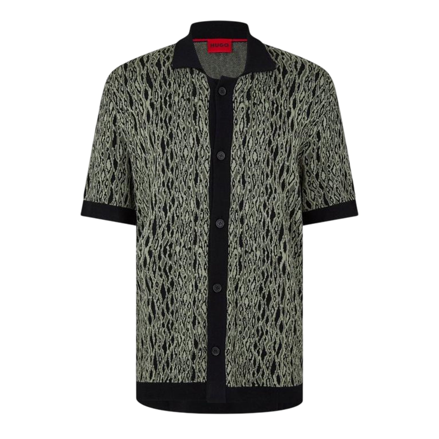 Green - Front - Hugo Mens Knitted Regular Short-Sleeved Shirt