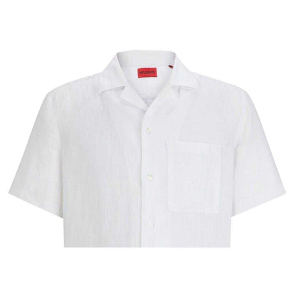 White - Back - Hugo Mens Linen Casual Shirt