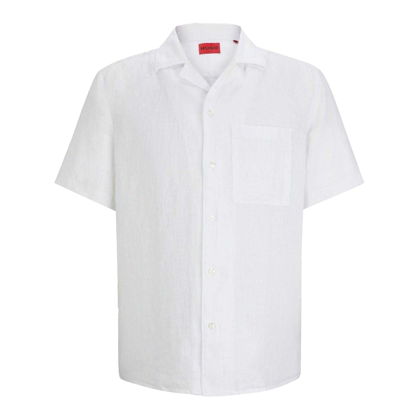 White - Front - Hugo Mens Linen Casual Shirt