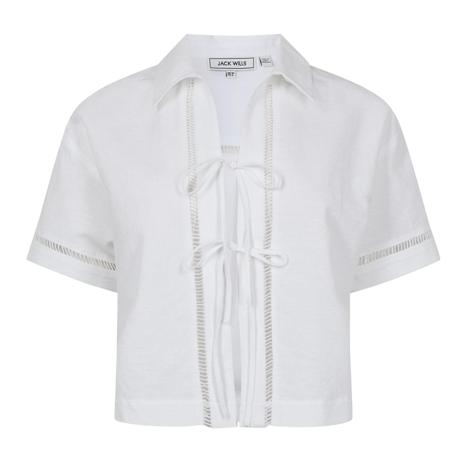 Bright White - Front - Jack Wills Womens-Ladies Broderie Cotton Linen Shirt