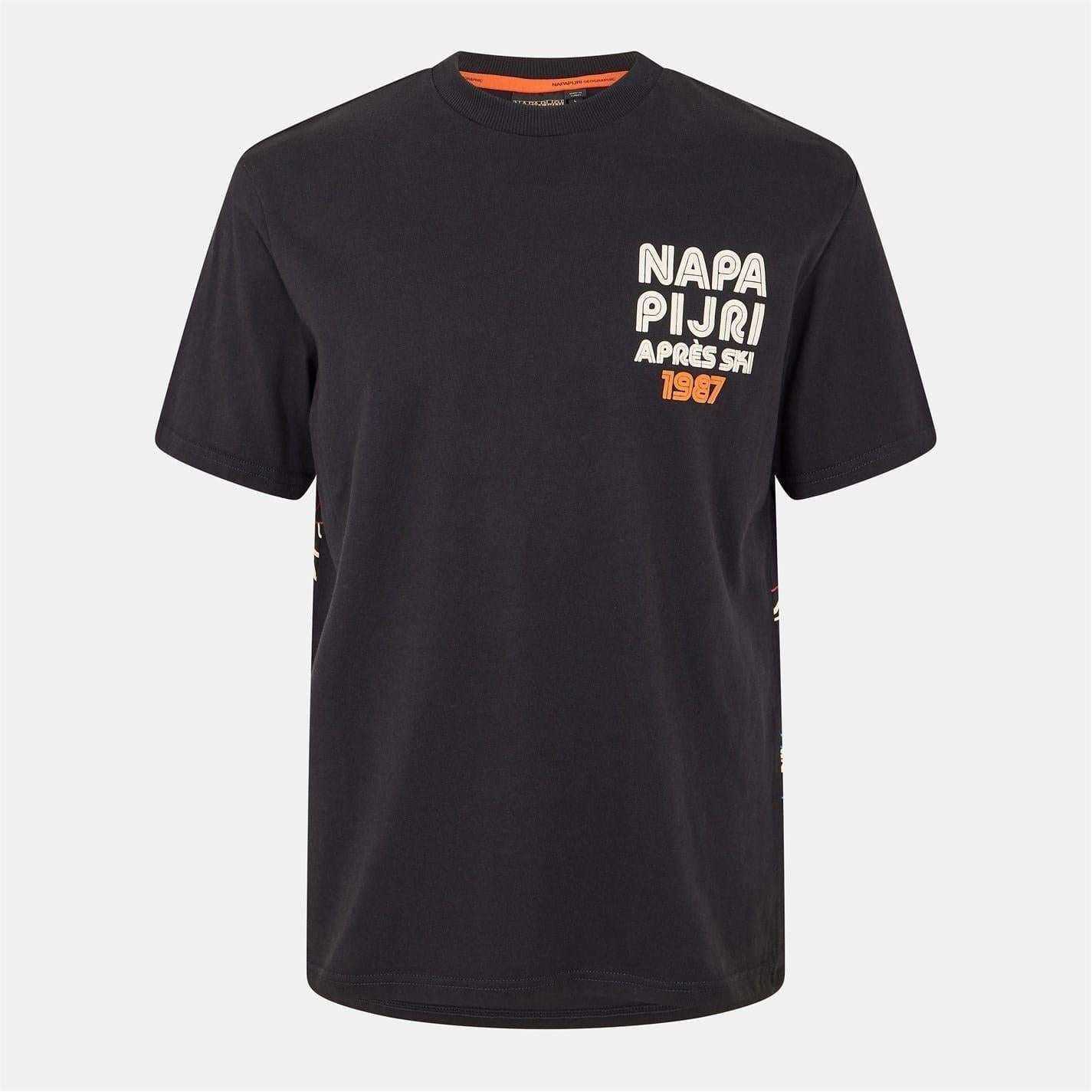 Black - Front - Napapijri Mens Fiemme Crew Neck Oversized T-Shirt