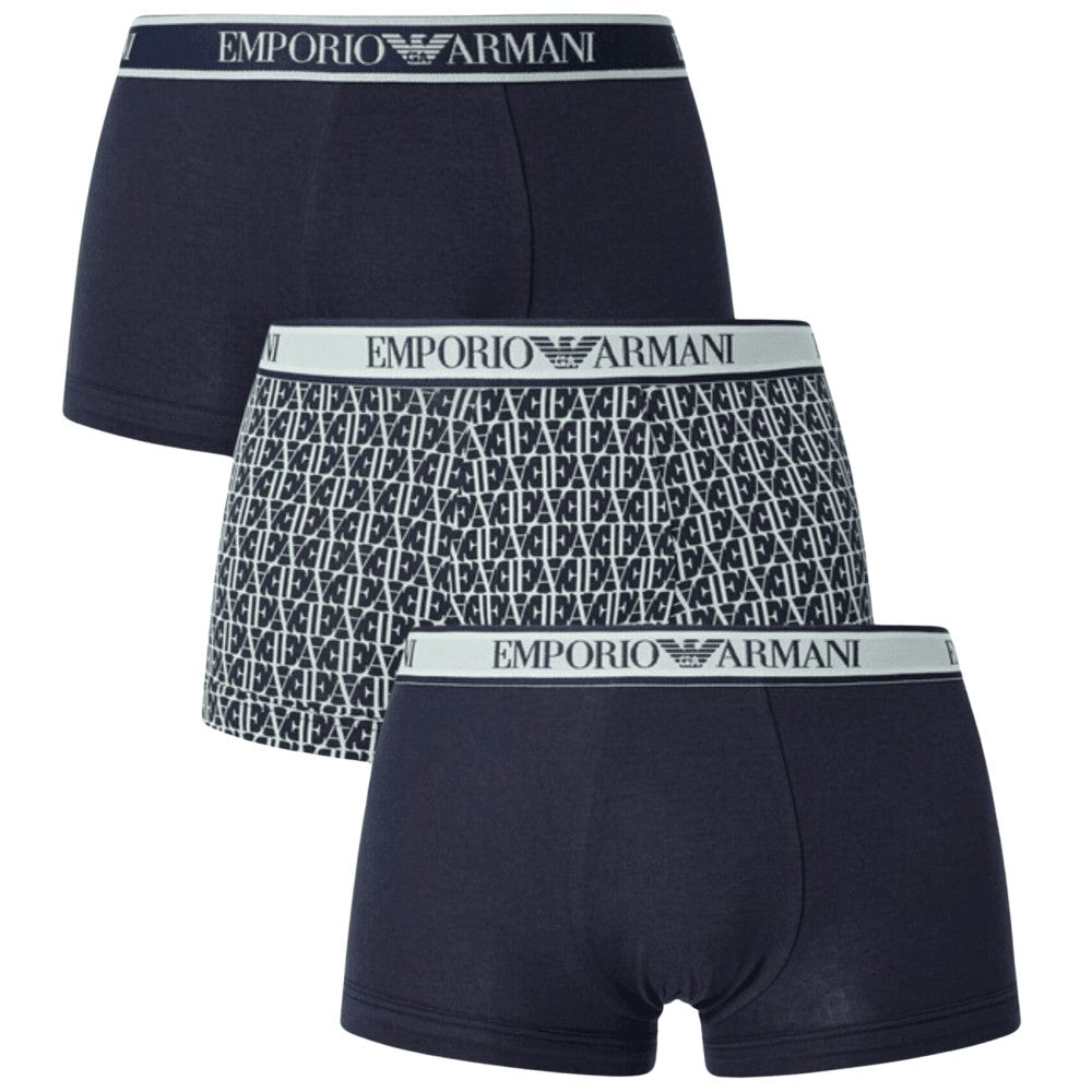 Multicoloured - Front - Emporio Armani Mens Boxer Shorts (Pack of 3)