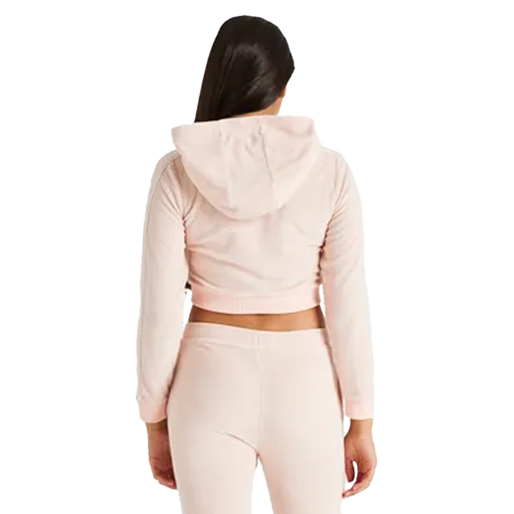 Pink - Back - SikSilk Girls Signature Towelling Crop Hoodie