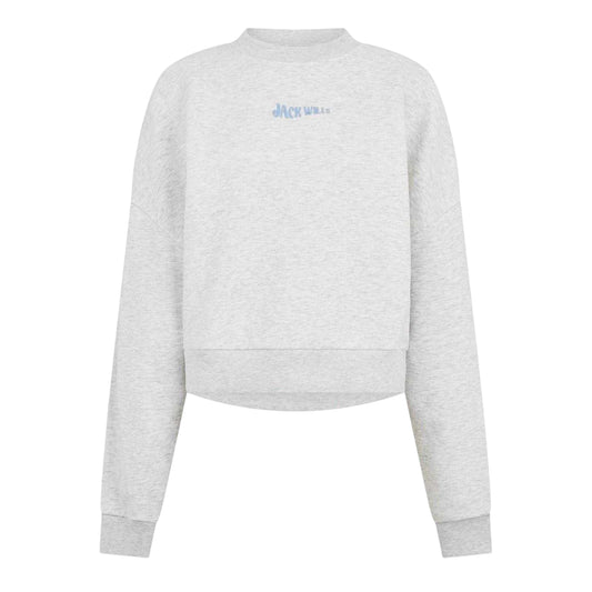Light Heather - Front - Jack Wills Womens-Ladies Essentials Long-Sleeved Sweatshirt