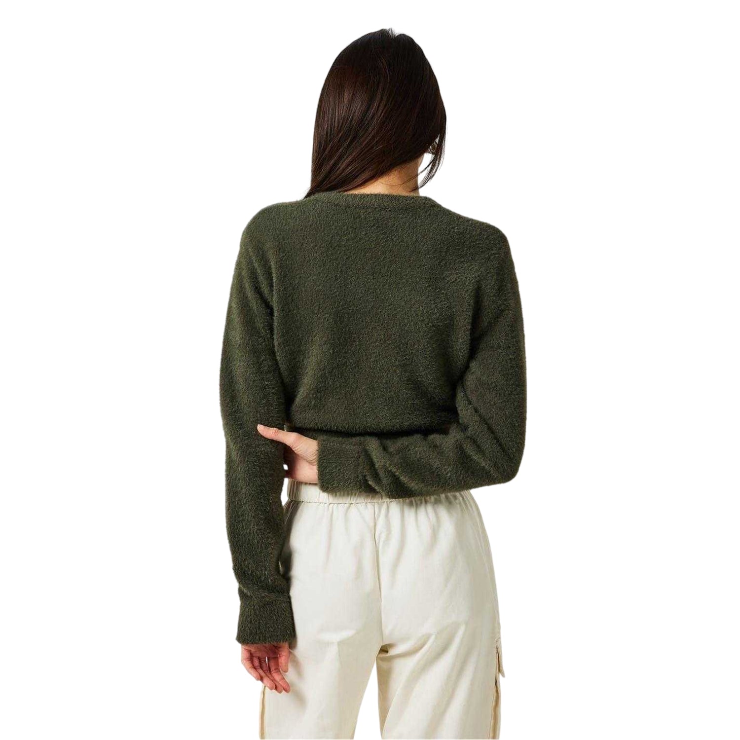 Dark Khaki - Back - Jack Wills Womens-Ladies Crop Sweatshirt