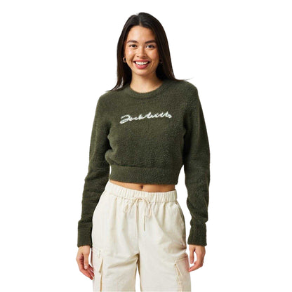 Dark Khaki - Side - Jack Wills Womens-Ladies Crop Sweatshirt