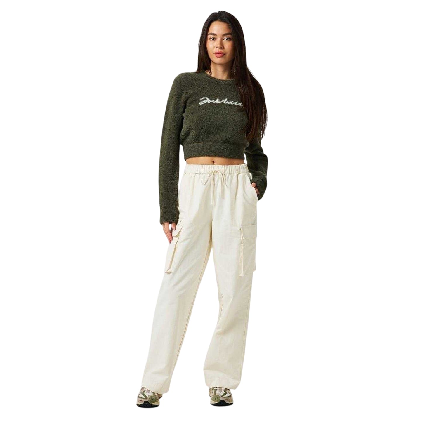 Dark Khaki - Lifestyle - Jack Wills Womens-Ladies Crop Sweatshirt