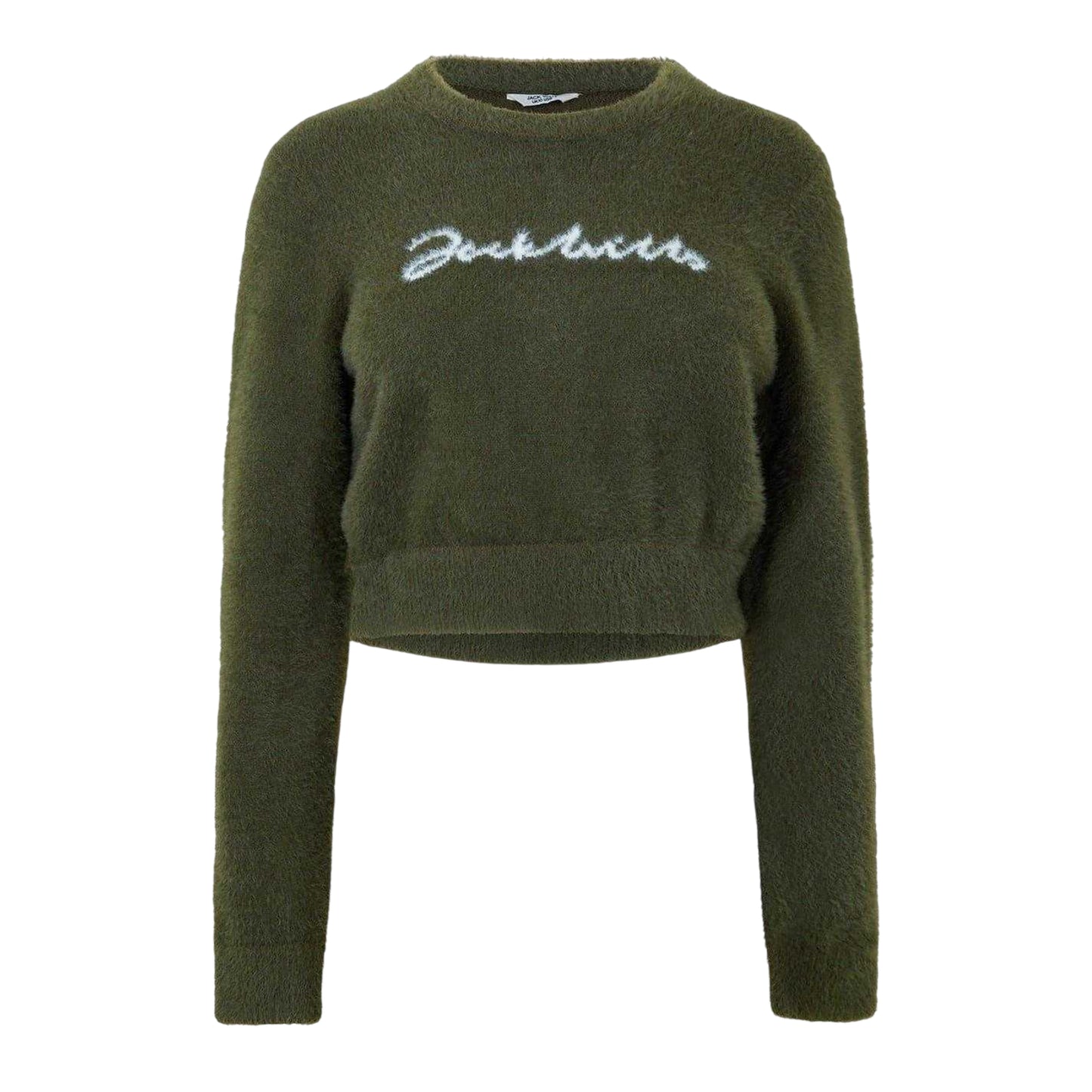 Dark Khaki - Front - Jack Wills Womens-Ladies Crop Sweatshirt