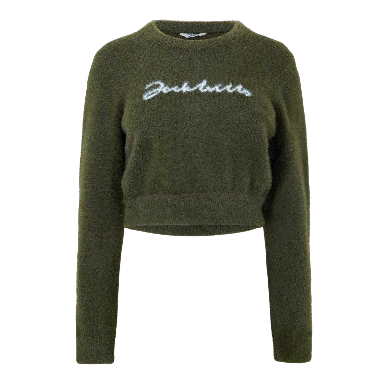 Dark Khaki - Front - Jack Wills Womens-Ladies Crop Sweatshirt