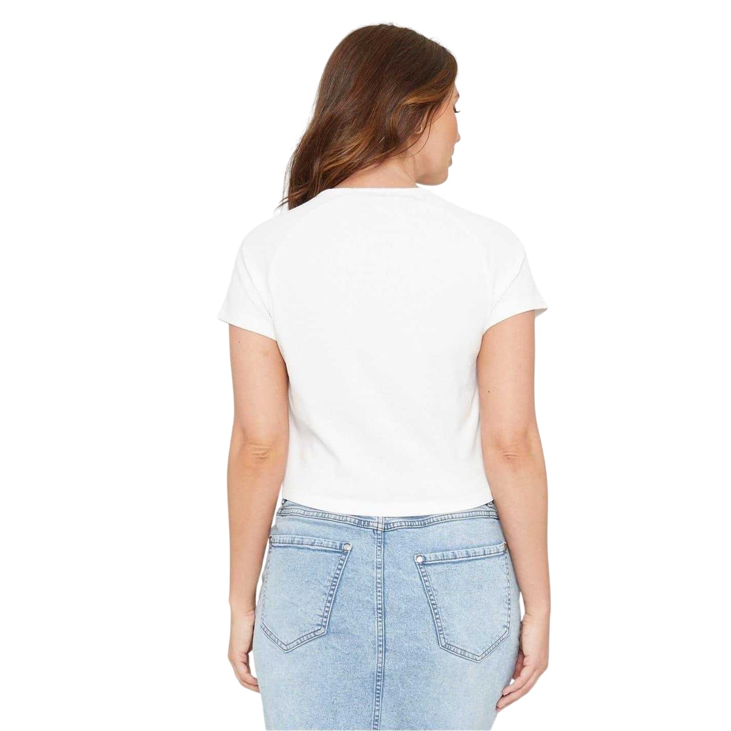 Cream - Back - Be You Womens-Ladies Ruched Ribbed Crop Top