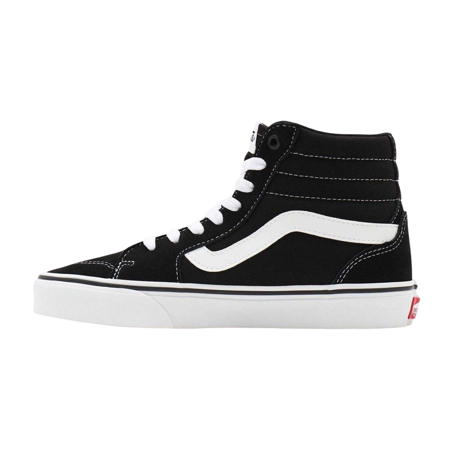 Black-White - Side - Vans Womens-Ladies Logo High Top Trainers