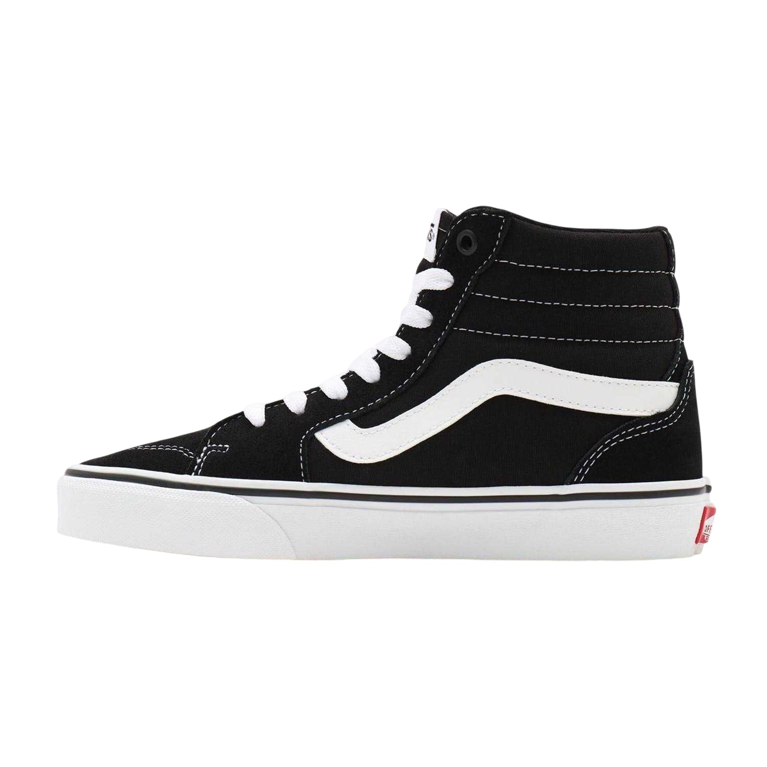 Black-White - Side - Vans Womens-Ladies Logo High Top Trainers