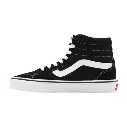 Black-White - Side - Vans Womens-Ladies Logo High Top Trainers