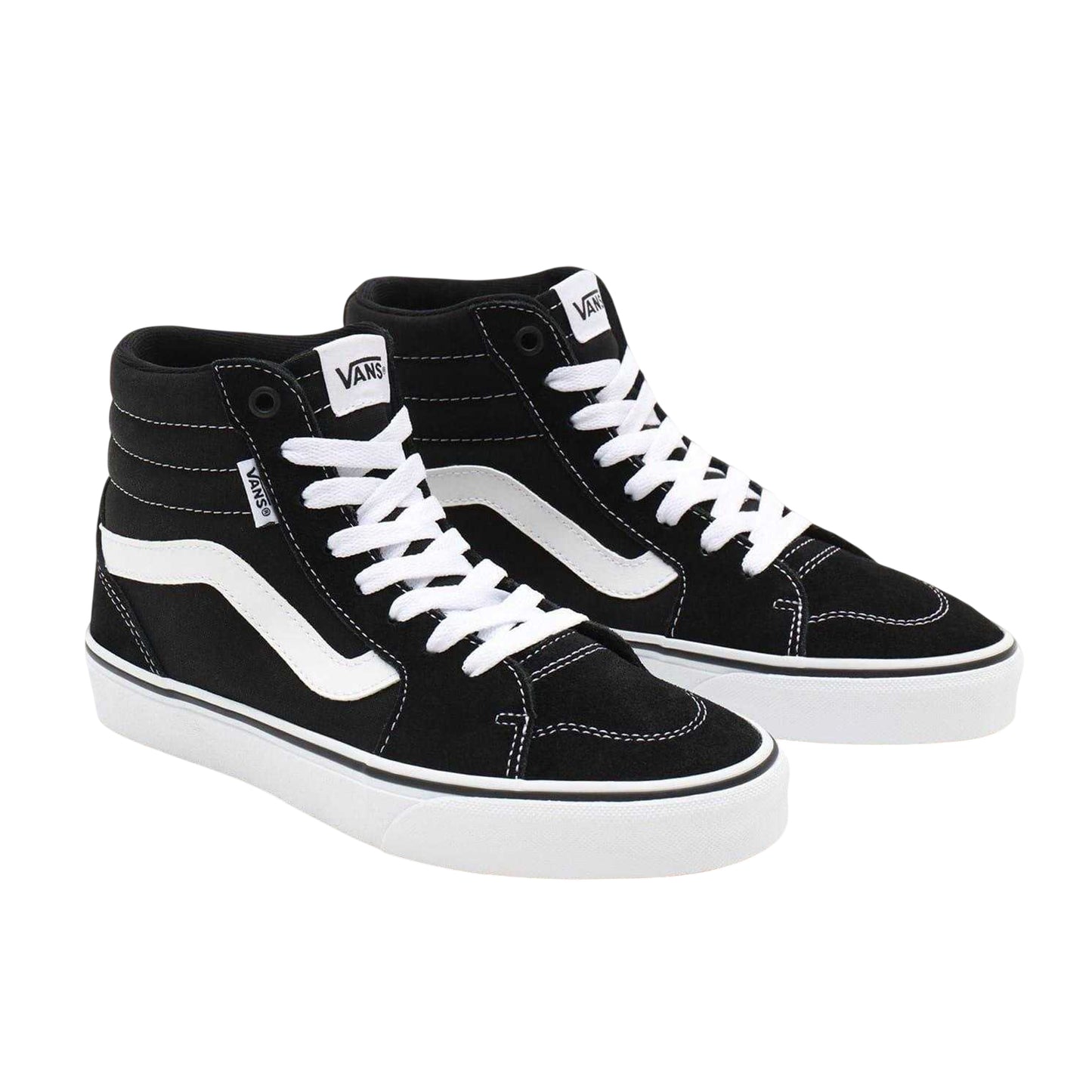 Black-White - Lifestyle - Vans Womens-Ladies Logo High Top Trainers