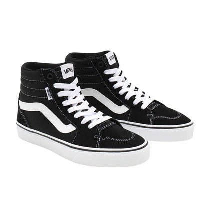 Black-White - Lifestyle - Vans Womens-Ladies Logo High Top Trainers