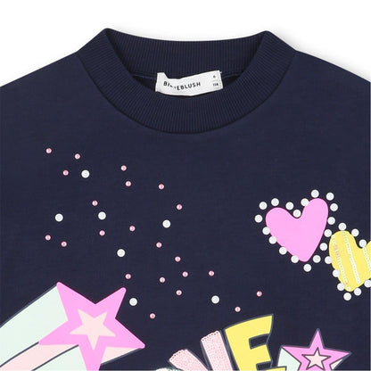 Navy - Lifestyle - Billieblush Girls Lettering Crew Neck Sweatshirt