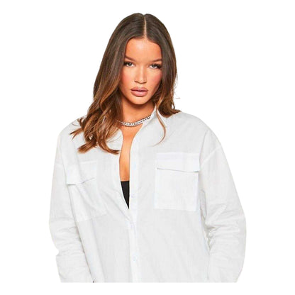 White - Back - Missy Empire Womens-Ladies Oversized Shirt