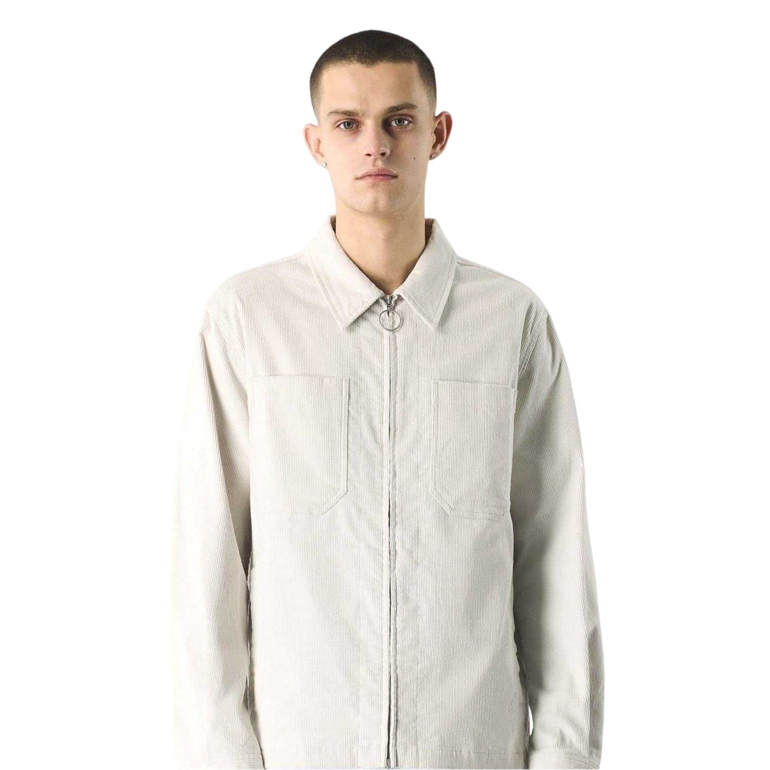 Stone - Side - Pretty Green Mens Corduroy Overshirt