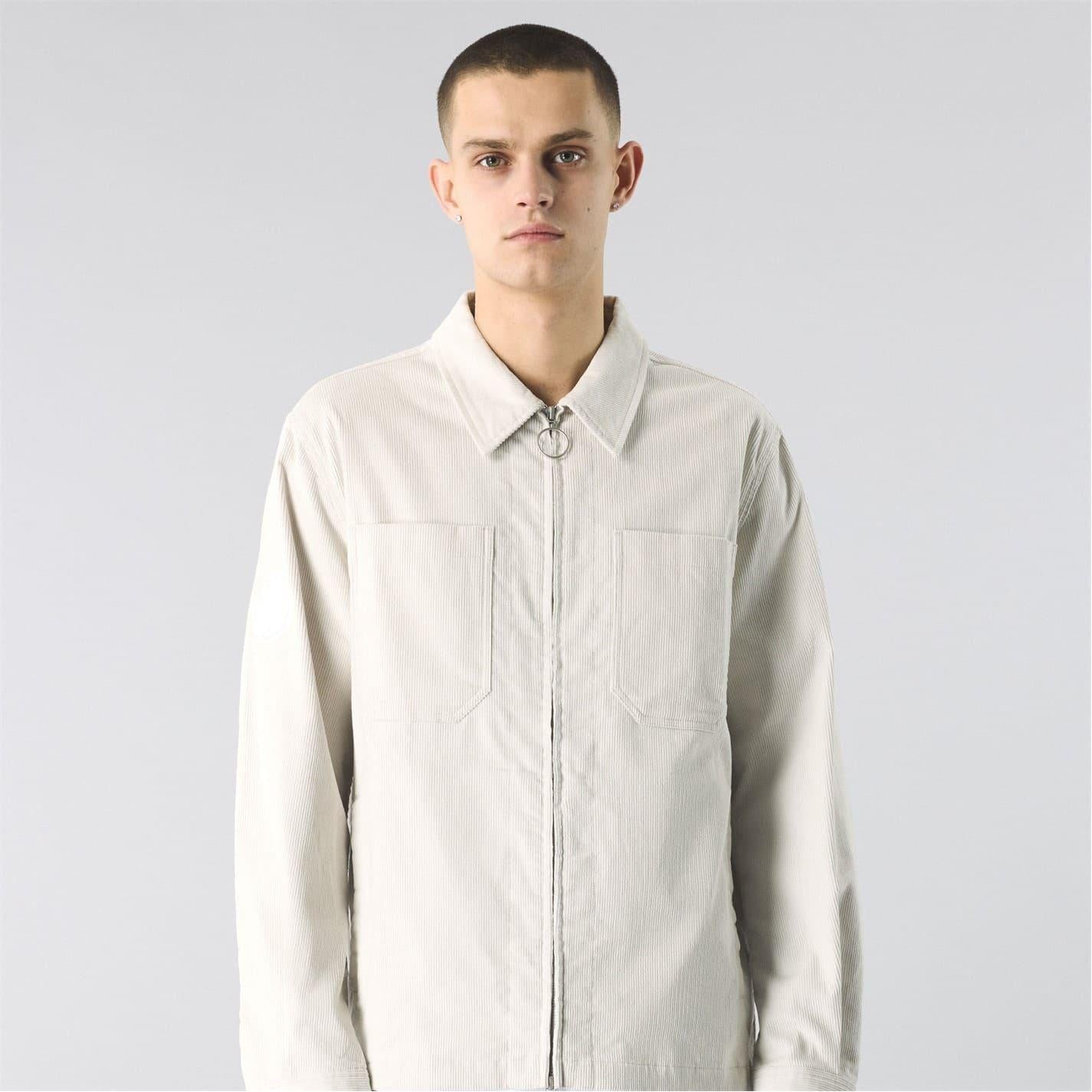 Stone - Back - Pretty Green Mens Corduroy Overshirt