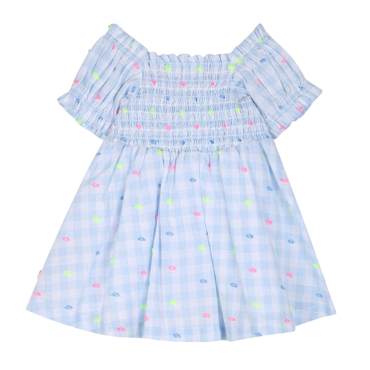 Blue-White - Back - Billieblush Girls Gingham Skater Dress