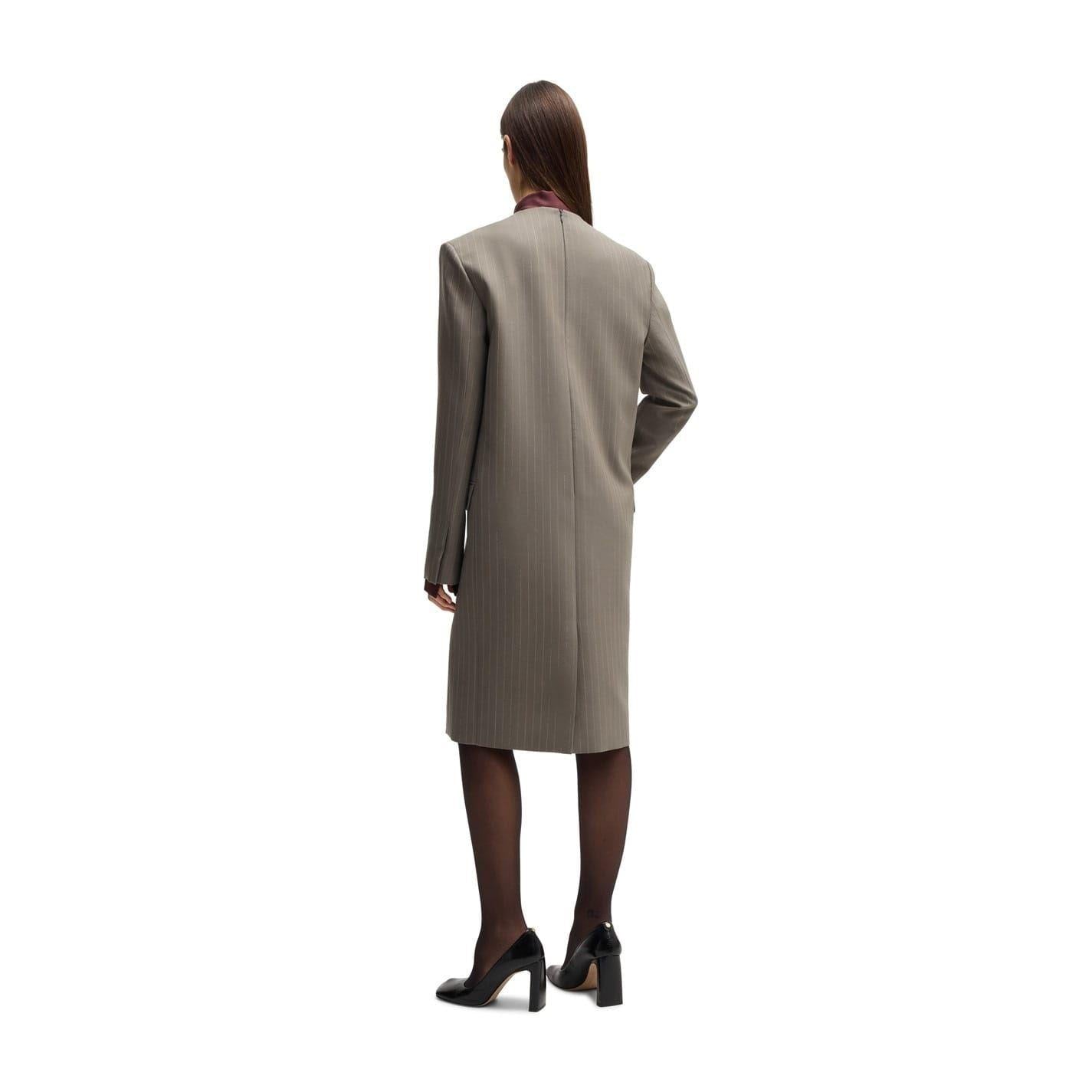 Grey - Side - Boss Womens-Ladies Davee Plunge Formal Blazer Dress