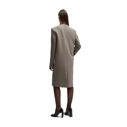 Grey - Side - Boss Womens-Ladies Davee Plunge Formal Blazer Dress