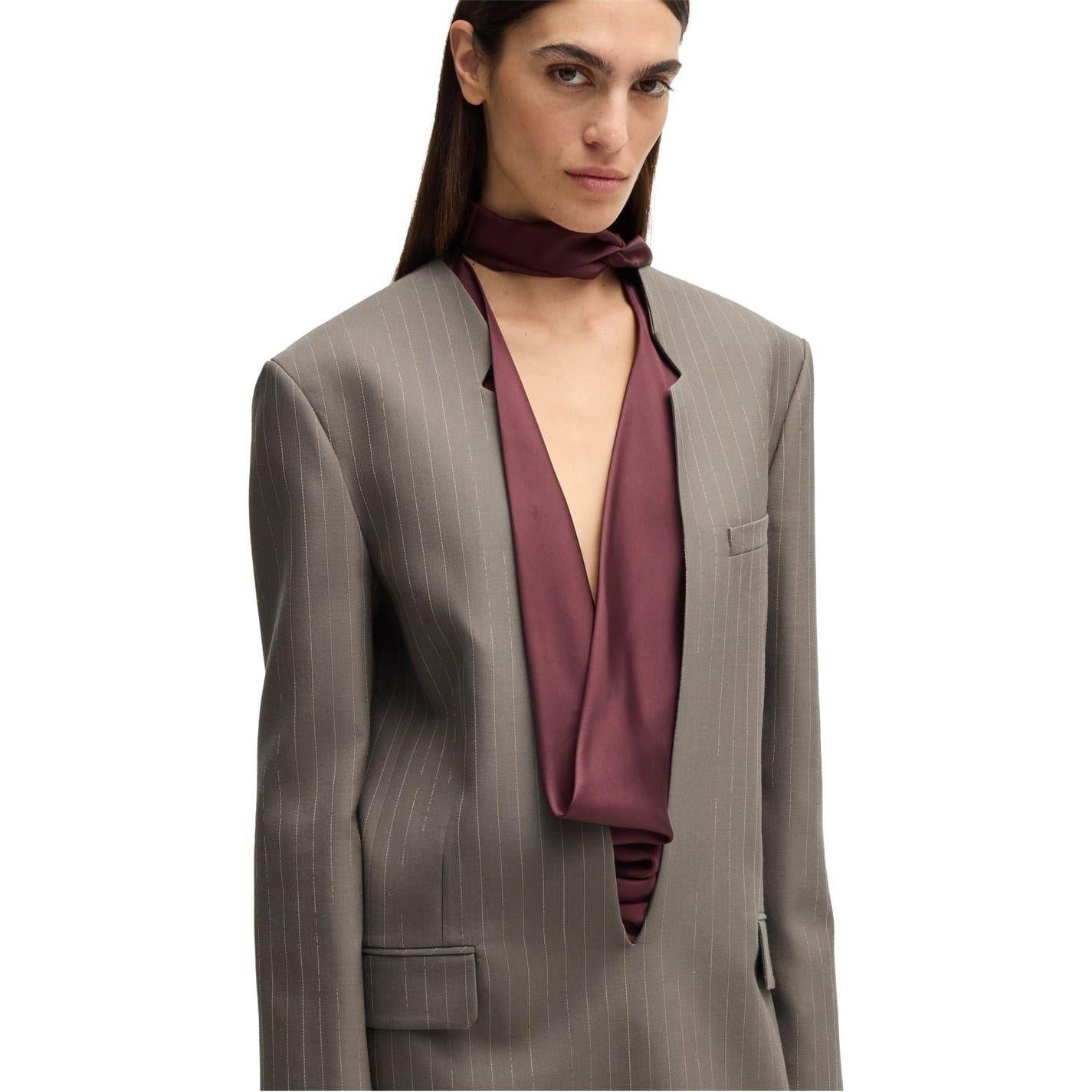 Grey - Lifestyle - Boss Womens-Ladies Davee Plunge Formal Blazer Dress