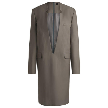 Grey - Front - Boss Womens-Ladies Davee Plunge Formal Blazer Dress