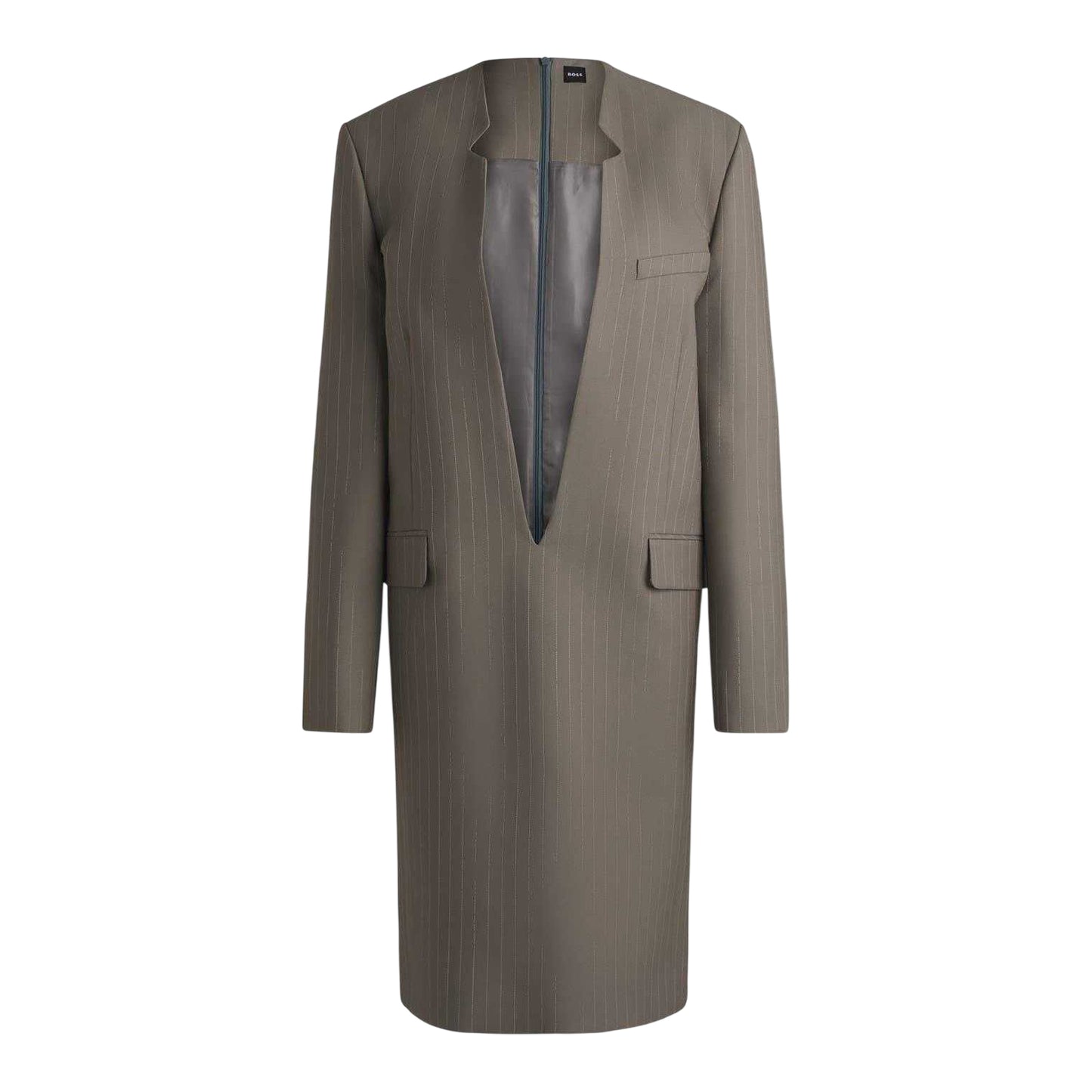 Grey - Front - Boss Womens-Ladies Davee Plunge Formal Blazer Dress