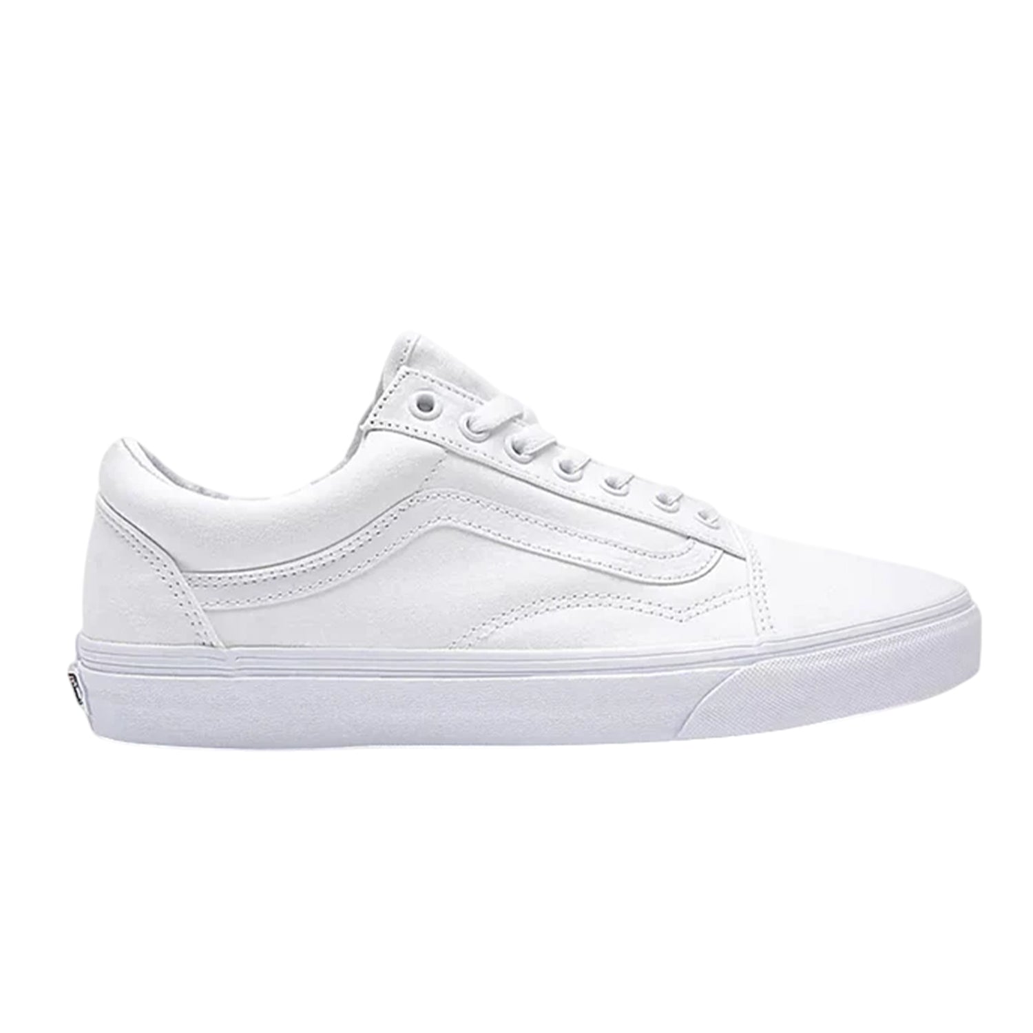 True White - Front - Vans Mens Old Skool Leather Shoes
