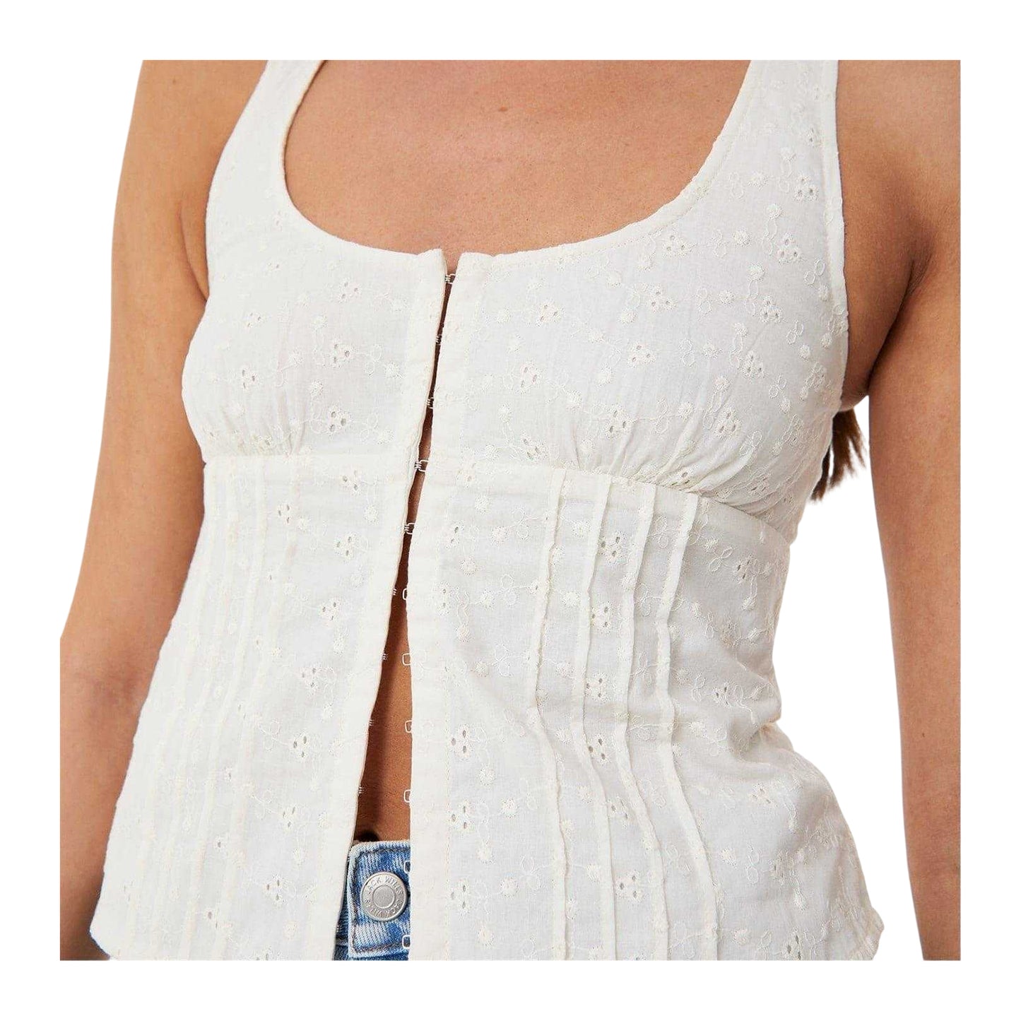Buttercream - Side - Jack Wills Womens-Ladies Broderie Corset Top