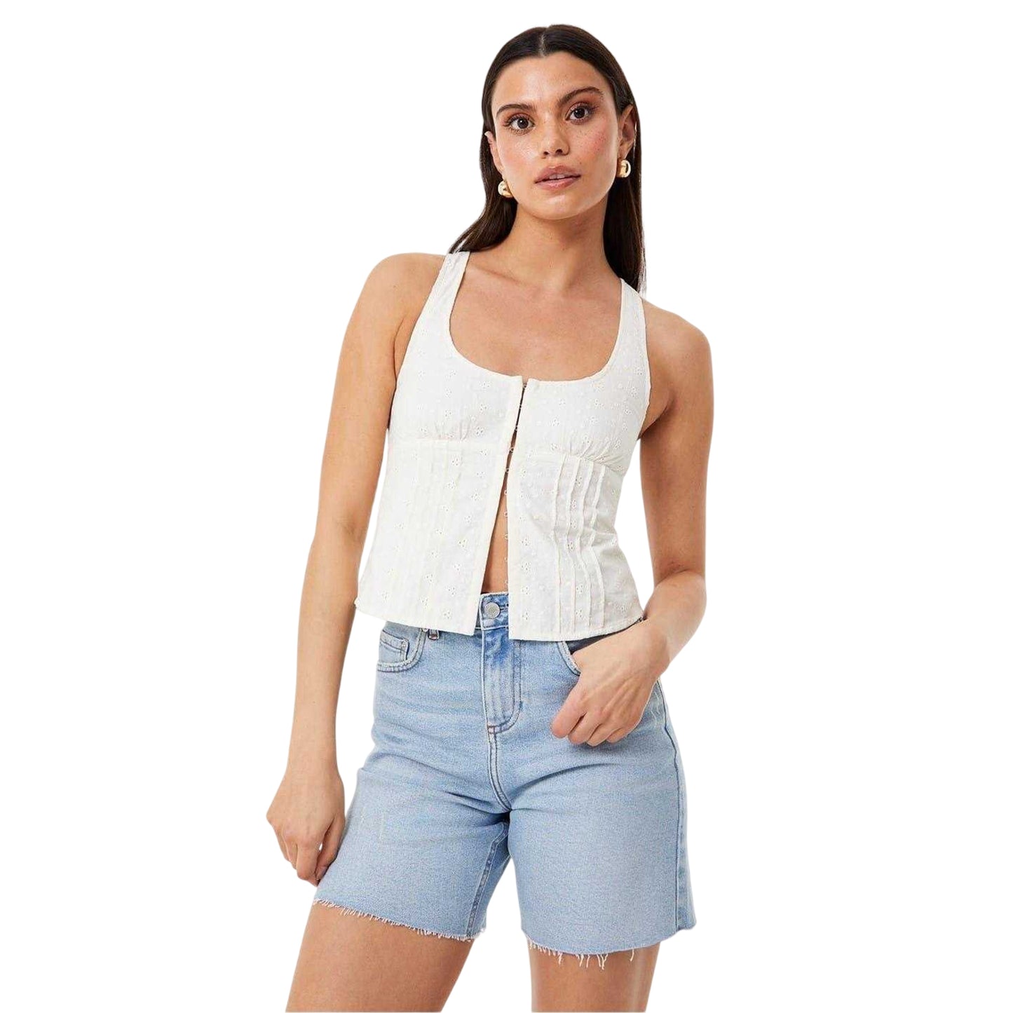 Buttercream - Front - Jack Wills Womens-Ladies Broderie Corset Top