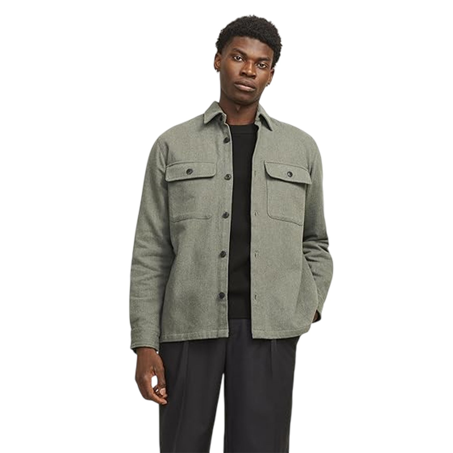 Cypress Green - Back - Jack And Jones Mens Chest Pocket Overshirt