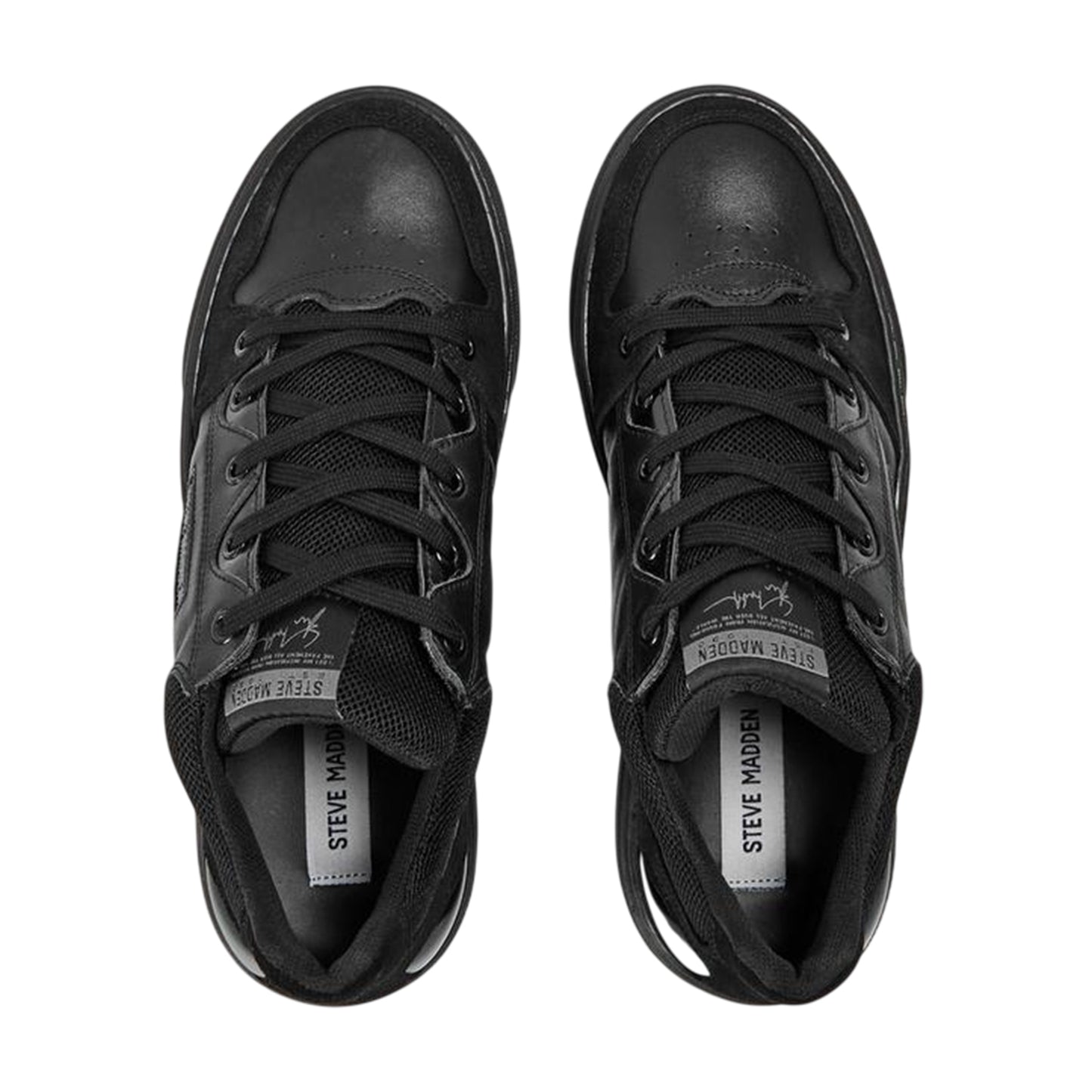 Black - Side - Steve Madden Mens Kingpin Lace Up Flat Shoes