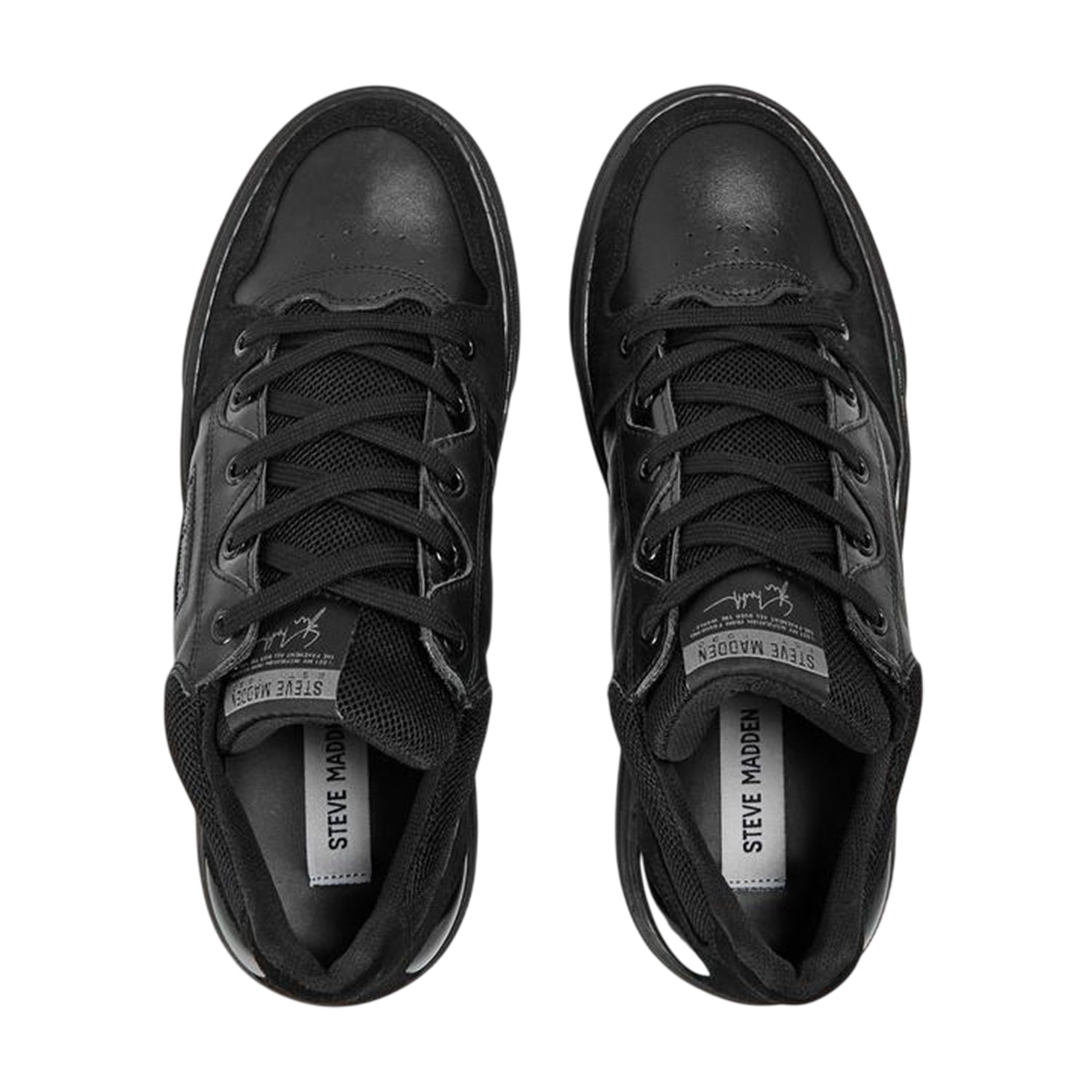 Black - Side - Steve Madden Mens Kingpin Lace Up Flat Shoes