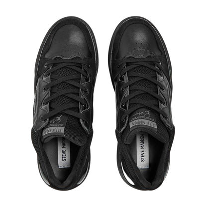 Black - Side - Steve Madden Mens Kingpin Lace Up Flat Shoes