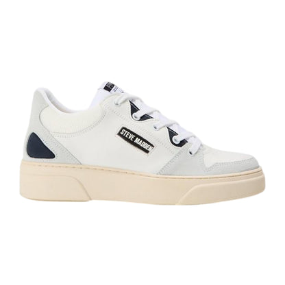 White-Navy - Front - Steve Madden Mens Kingpin Lace Up Flat Shoes