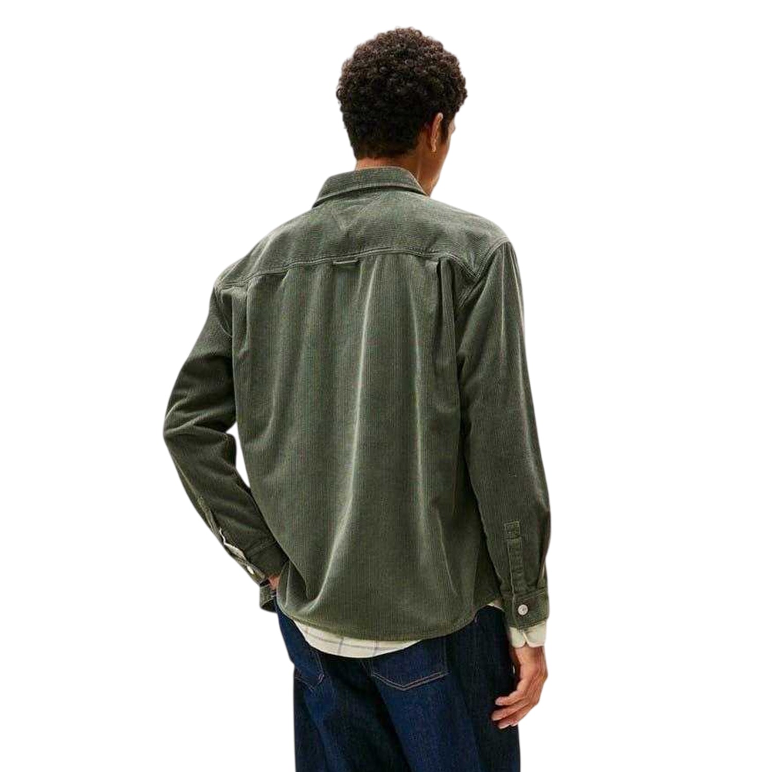 Pewter - Back - Tommy Jeans Mens Corduroy Overshirt