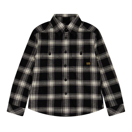 Bottle Green - Front - G-Star Childrens-Kids Plaid Overshirt
