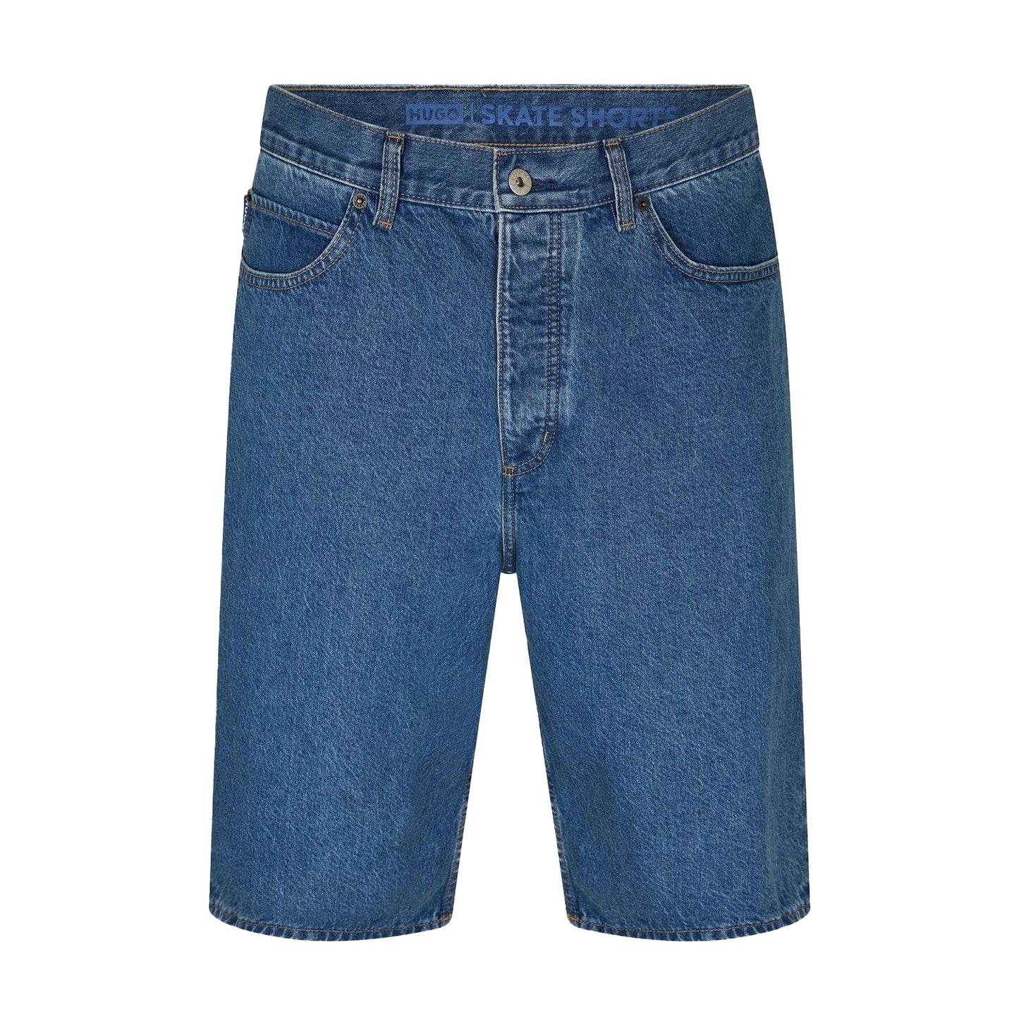 Blue - Front - Hugo Mens Denim Shorts