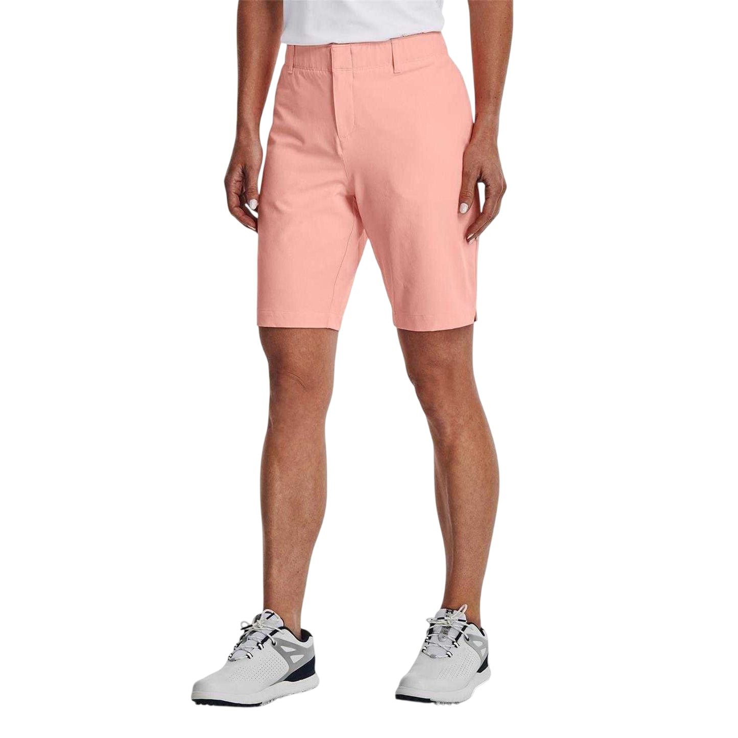 Pink-Silver - Side - Under Armour Womens-Ladies Link Golf Shorts