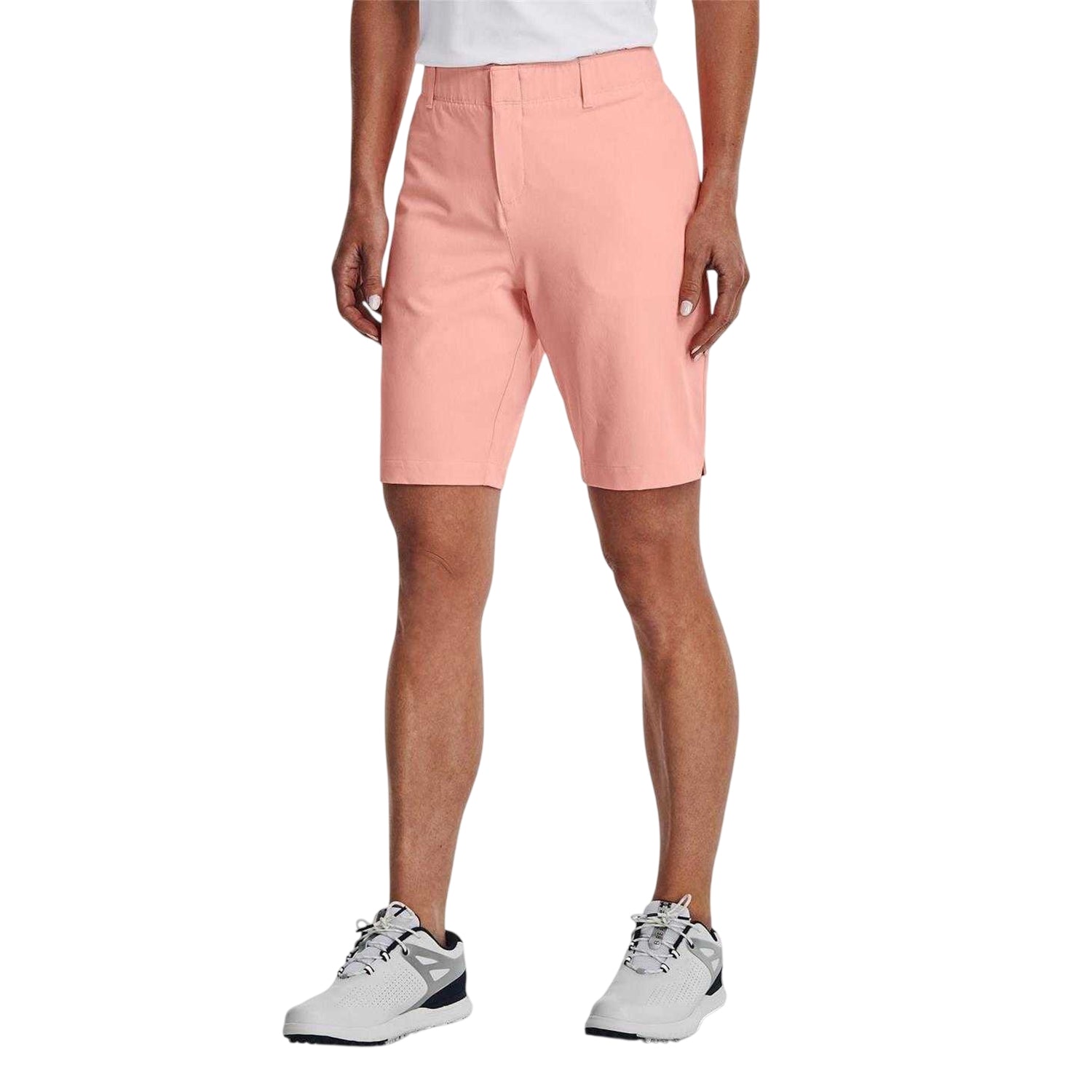 Pink-Silver - Side - Under Armour Womens-Ladies Link Golf Shorts