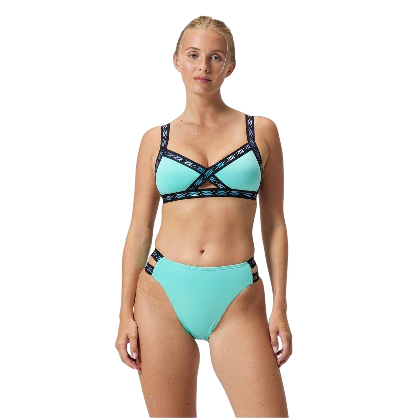 Arctic Glass - Side - Speedo Womens-Ladies Logo High Waist Bikini Bottoms