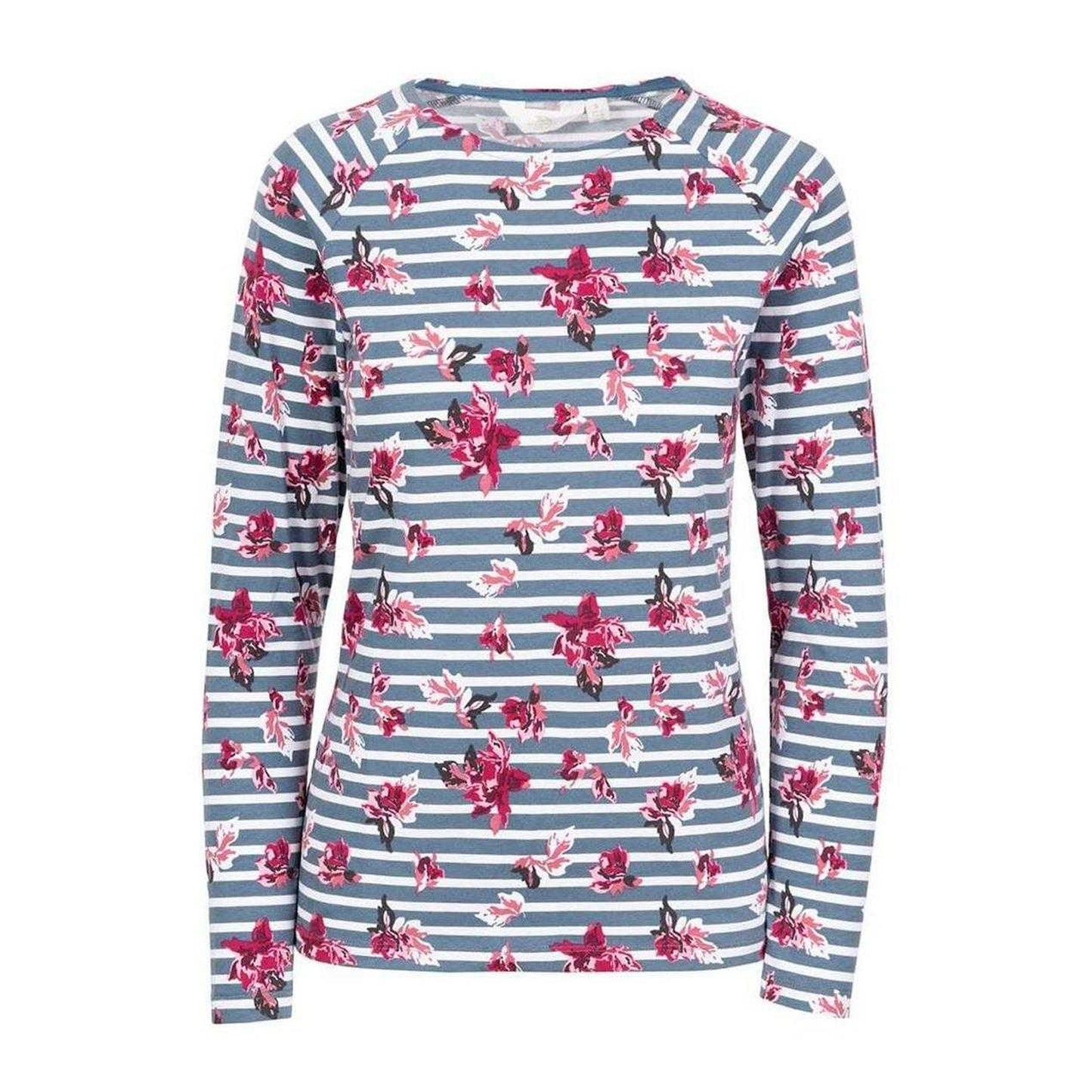 White - Front - Trespass Womens-Ladies Floral Stripe Yarn Dyed Top