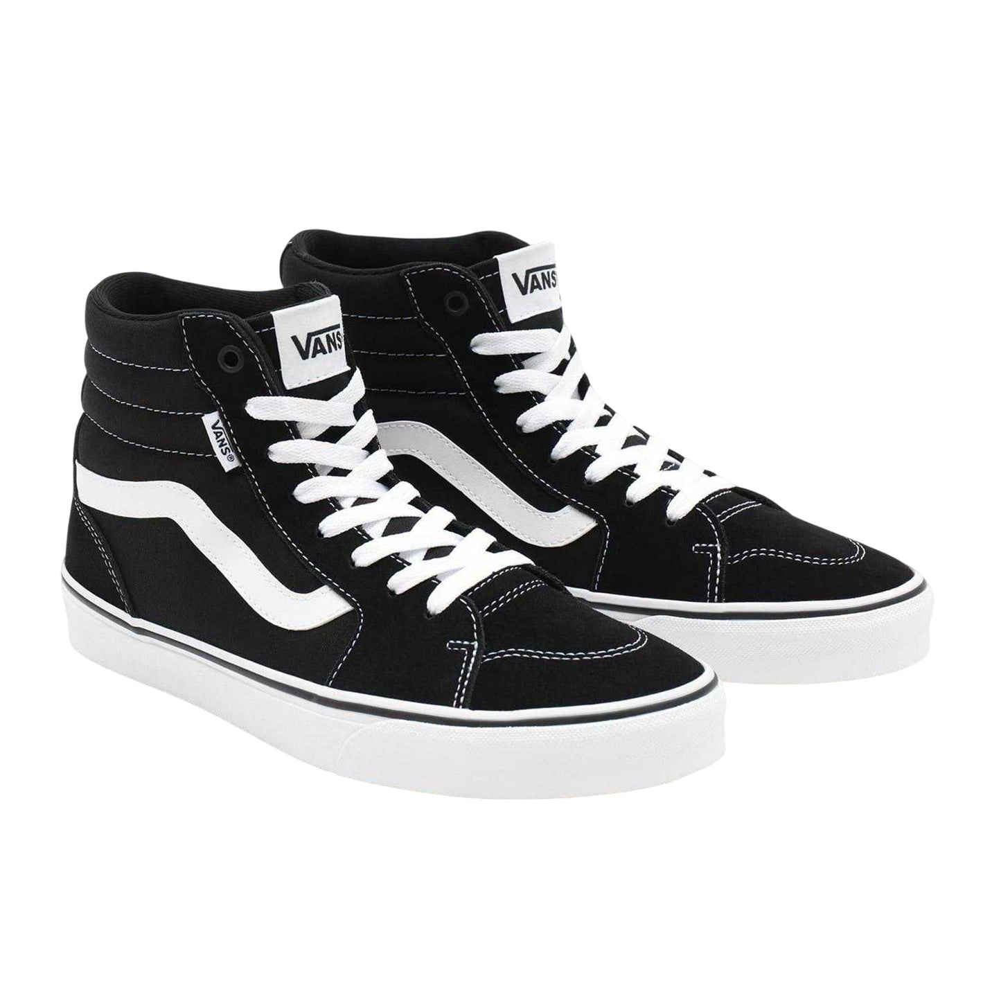 Black-White - Side - Vans Mens SK8-Hi Suede High Top Trainers