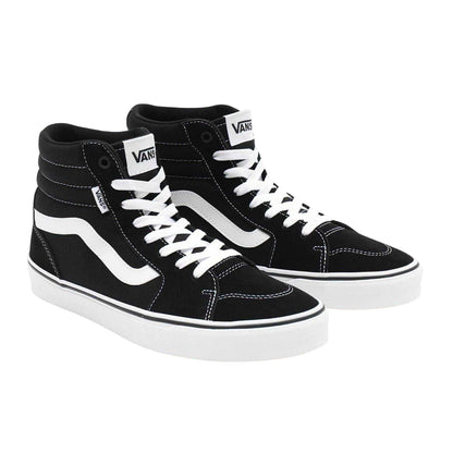 Black-White - Side - Vans Mens SK8-Hi Suede High Top Trainers