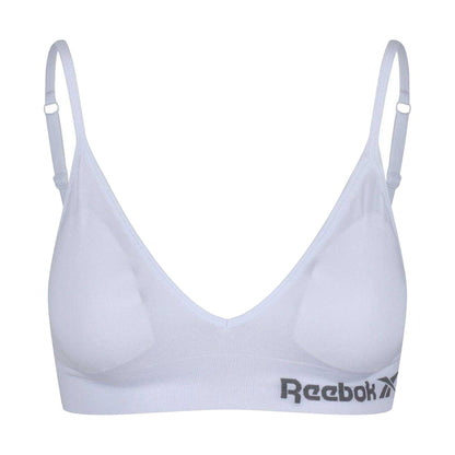White - Front - Reebok Womens-Ladies Justine Seamless Bra