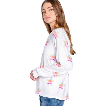 Off White - Back - PJ Salvage Womens-Ladies Star Print French Terry Relaxed Fit Jumper