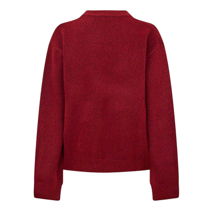 Burgundy - Back - Couture Womens-Ladies Knitted Crew Neck Jumper
