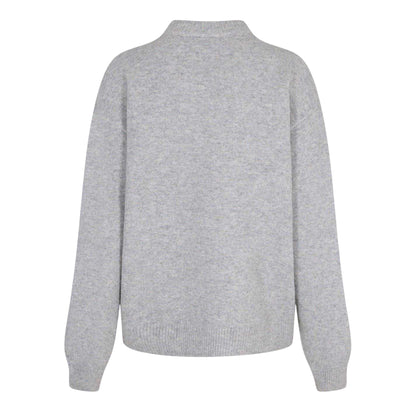Grey - Back - Couture Womens-Ladies Knitted Crew Neck Jumper